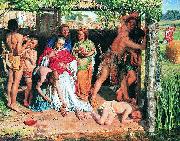 William Holman Hunt A Converted British Family Sheltering a Christian Missionary from the Persecution of the Druids, a scene of persecution by druids in ancient Britain p Germany oil painting artist